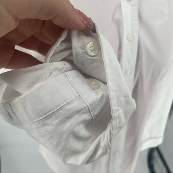 Boston Proper Long Sleeve Crisp White Button Down Collared Blouse - Picture 6 of 10